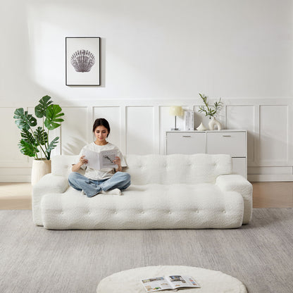 Cloud Series Minimalist Button Tufted Square Arm 3 Seater Sofa