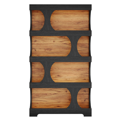 4 Tier S-Shaped Freestanding Storage Shelf For Living Room - Black / Brown
