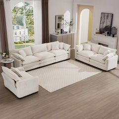 Elegant Corduroy Oversized Sectional Sofa Set With Deep Seats And Flexible Layout
