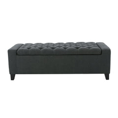 Contemporary Storage Ottoman With Tufted Top - Dark Gray