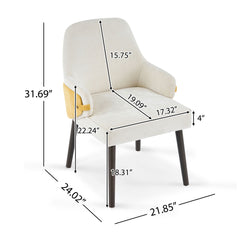 Indoor Dining Chair (Set of 2) With Sturdy Frame - Beige / Yellow