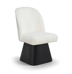 Marlowe - Linen Textured Fabric Upholstered Swivel Dining Side Chair - Stained Black