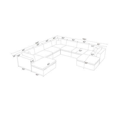 Custom Configuration Modular Sectional With Toss Pillows