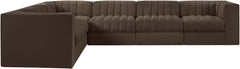 Rummi - Velvet Performance Fabric Upholstered 6 Piece Modular Sectional (With 3 Corner Chairs)