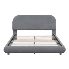 Upholstered Platform Bed With Thick Solid Frame And Stylish Curve-Shaped Design