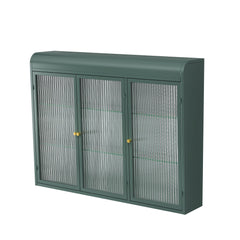Arched Wall Mounted Cabinet, 3 Door Storage For Kitchen - Dark Green