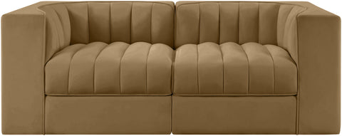 Rummi - Velvet Performance Fabric Upholstered 2 Piece Modular Loveseat