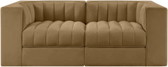 Rummi - Velvet Performance Fabric Upholstered 2 Piece Modular Loveseat