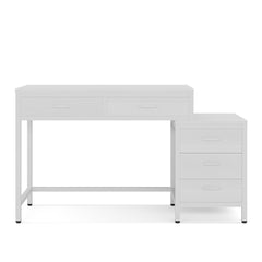 Computer Desk With Reversible 5 Drawer Storage, Frame Writing Table For Small Spaces