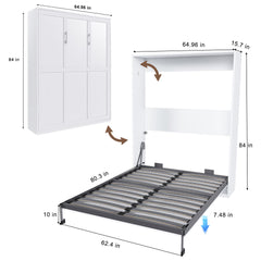 Queen Murphy Bed, Space Saving Design - White