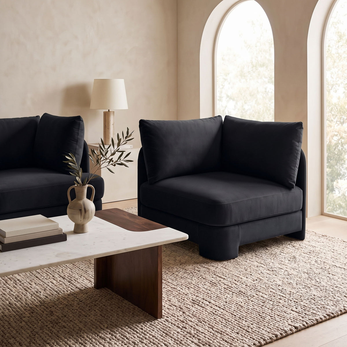 Hammond - Velvet Performance Fabric Upholstered Corner Chair