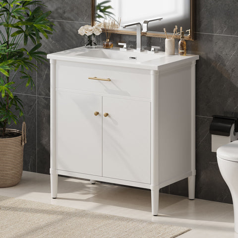 Bathroom Vanity With Sink, Soft Close Doors And Adjustable Shelf