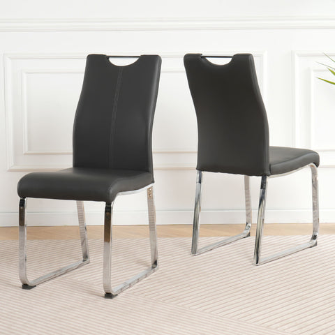 Modern Upholstered Dining Chair Electroplated Metal Legs (Set of 2)
