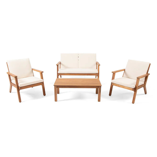 Avacyn - Outdoor Acacia Wood 4 Seater Chat Set With Cushions