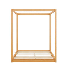 Wood Canopy Platform Bed With Support Legs And Airflow Slats