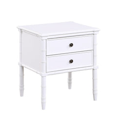 Emmett - 2 Drawer Nightstand With Carved Legs - White