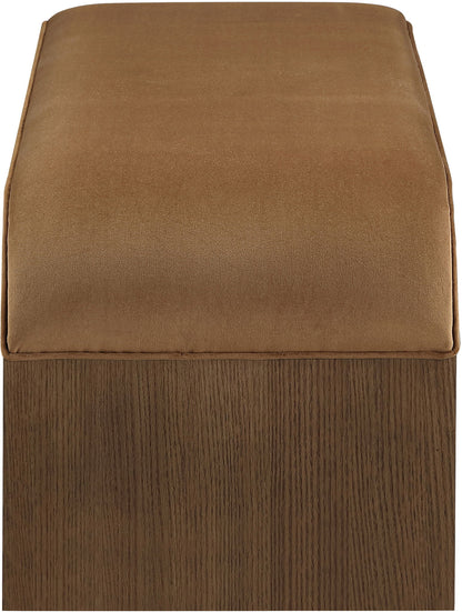 Sable - 52" Velvet Performance Fabric Upholstered Bench - Saddle