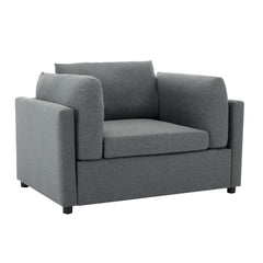 Wide Modern Oversized Armchair With Ottoman Stool, Single Sofa With Lumbar Support, Accent Chair