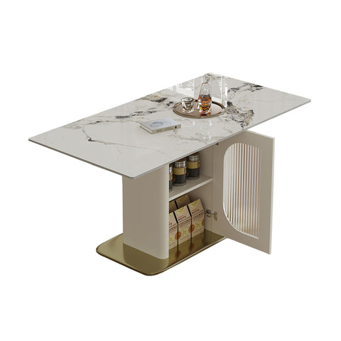Dining Table For 4 - 6 People, Storage Shelf - White