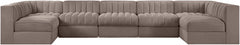 Rummi - Velvet Performance Fabric Upholstered 7 Piece Modular Sectional (With 2 Corner Chairs)