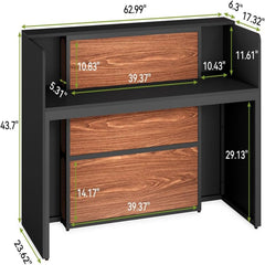 Reception Desk With LED Lights For Office Lobby - Black