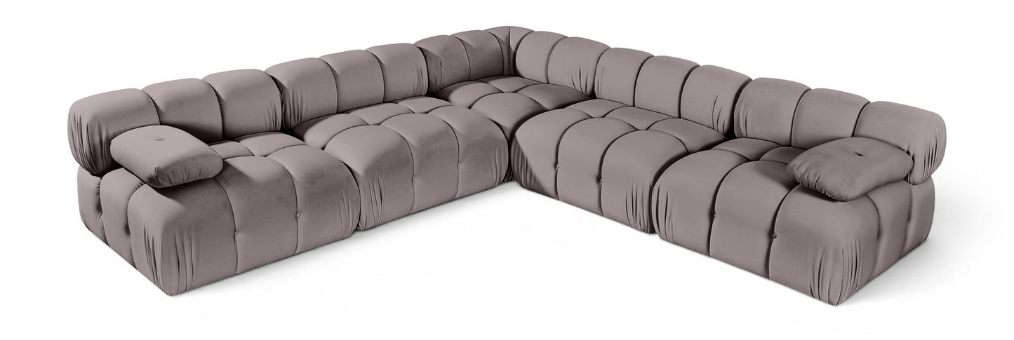 Orin - Velvet Fabric 5 Piece Modular Sectional