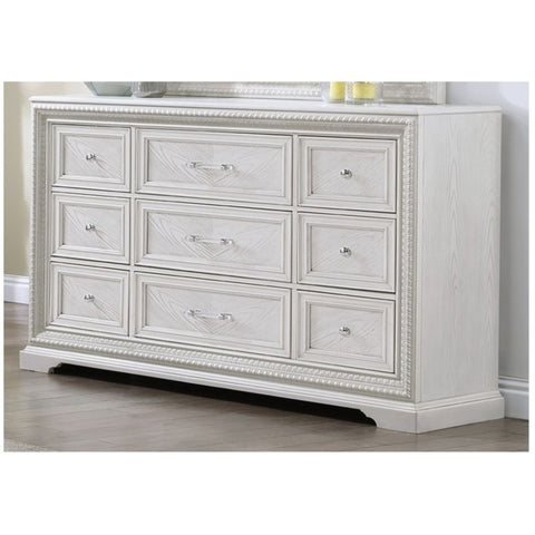 6 Drawer Storage Dresser Antique Wooden Bedroom Furniture - Antique White