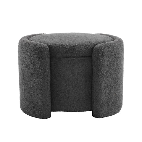 Cozy Boucle Storage Ottoman, Stylish Comfort With Hidden Storage