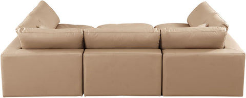 Comfy - 6 Piece Faux Leather Sectional - Tan