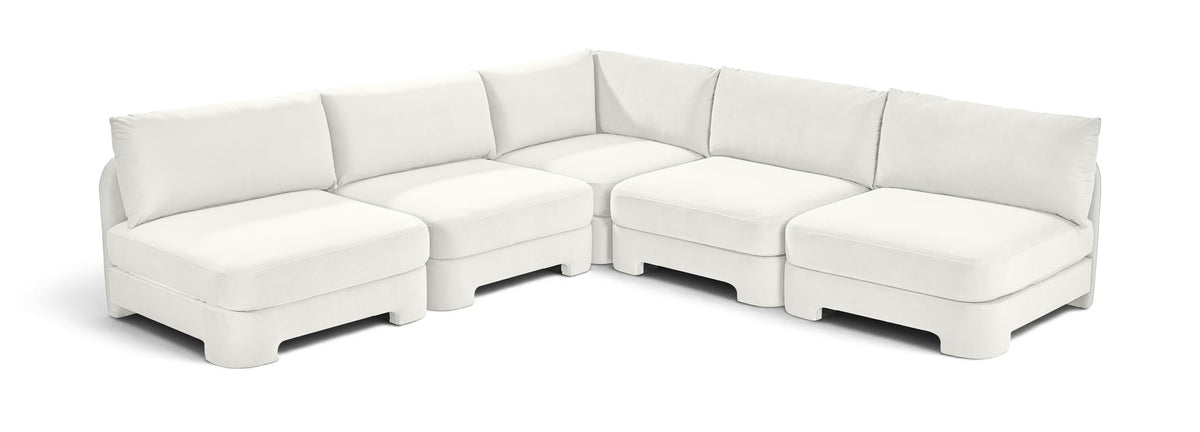 Hammond - Velvet Performance Fabric Upholstered 5 Piece Armless Sectional