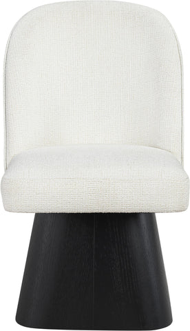 Marlowe - Linen Textured Fabric Upholstered Swivel Dining Side Chair - Stained Black