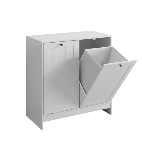 Tilted Laundry Hamper With Removable Basket, Hidden Laundry Hamper, Bathroom Storage Cabinet, Free Standing Organizer - White