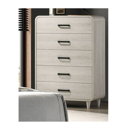 5 Drawer Tall Chest Storage Furniture With Ample Drawer Space - Antique White