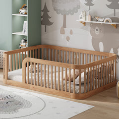 Wood Floor Bed Frame With Fence