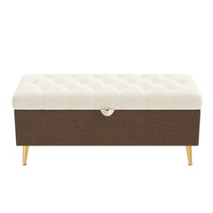 Modern Tufted Storage Ottoman Bench With Metal Legs