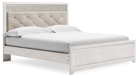 Altyra - King Panel Bed With Upholstered Headboard - White