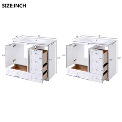 Shaker Free Standing Bathroom Vanity Cabinet With Sink, Soft Close Drawers, Soft Close Doors