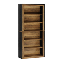 7 Tier Open Bookshelf Storage For Living Room - Black / Brown