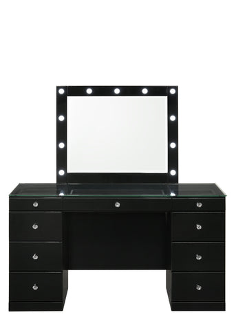 Avery - Vanity Desk With Glass Top And LED Mirroк