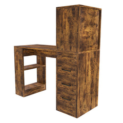 Computer Desk With 4 In 1 Socket & 3 Drawers, 4 Tier Shelves