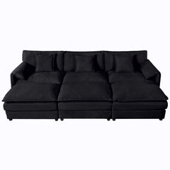 Modern Comfy Deep Seat Modular Sectional Sofa Cloud Couch With Ottoman