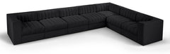 Rummi - Velvet Performance Fabric Upholstered 7 Piece Modular Sectional (With 3 Corner Chairs)