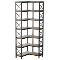 7 Tier Corner Bookshelf, Storage Unit For Living Room
