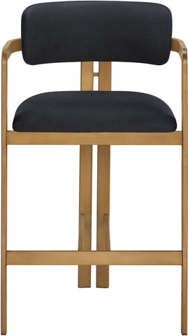 Aurum - Vegan Leather Upholstered Counter Stool With Brushed Brass Base