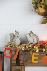 Resin Standing & Lying Down Squirrel Rustic, For Harvest Festival Fall Festival & Thanksgiving Table Decorations (Set of 2) - Antique Cream
