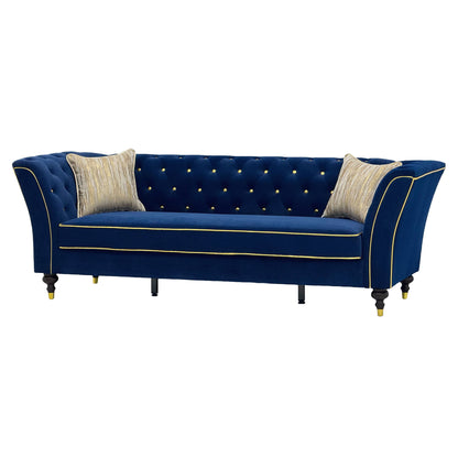 3 Person Sofa With Deep Seat, Tufted Backrest