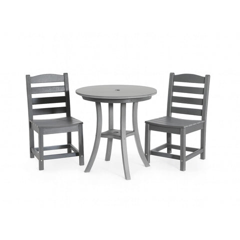 3 Piece Outdoor Dining Set, Round Patio Table With 2 Armless Chairs
