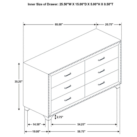 Kennedy - 6 Drawer Dresser