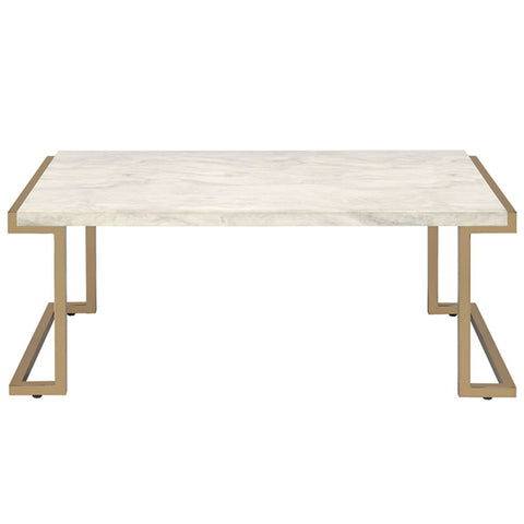 Boice II - Coffee Table - Faux Marble Top & Champagne