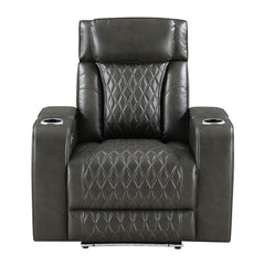 Taddeo - Power Motion Recliner With Power Headrest, USB, Wireless Charger & LED - Dark Gray